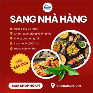 Sang nhà hàng có income ổn định tại Richmond với giá chỉ $50000